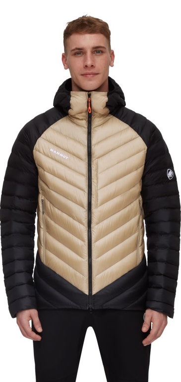 Mammut Winter-Daunenjacke Broad Peak Insulated Hooded (Kapuze, wärmend dank Daunenfüllung) beigebraun/schwarz Herren