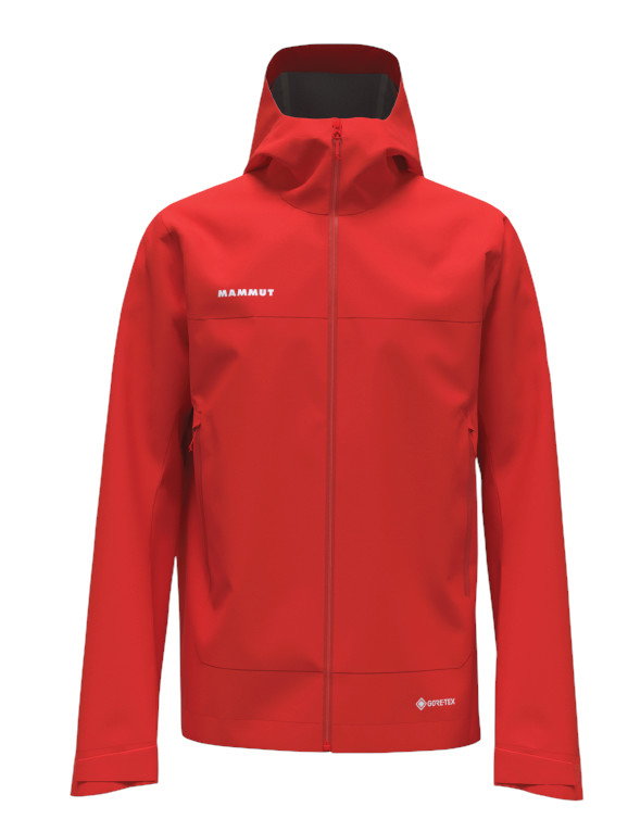 Kurtka trekkingowa Mammut Hardshell Crater Light HS z kapturem (wodoodporna, oddychająca) czerwona męska