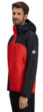 Kurtka trekkingowa Mammut Hardshell Microlayer 2.0 HS z kapturem (2.5-warstwowa, oddychająca) czarna/czerwona męska
