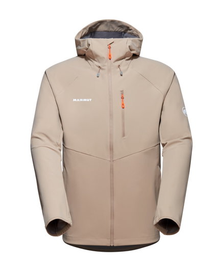 Mammut Całoroczna kurtka softshell Ultimate Comfort SO z kapturem (wiatroszczelna) beżowo-brązowa męska