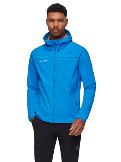 Mammut Softshell-Wanderjacke Ultimate Comfort SO Hooded (4‑Wege-Stretch, winddicht) blau Herren