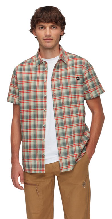 Mammut Trovat Summer Short Sleeve Shirt (Cotton Blend) red/sage green Men's
