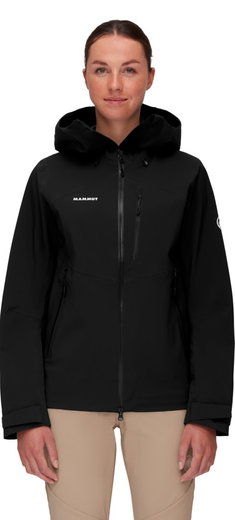 Mammut Wanderjacke Alto Guide Hardshell Hooded (atmungsaktiv, wasserdicht, PFC-frei) schwarz Damen