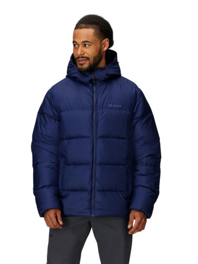 Marmot Winter Down Jacket Guides Down Hoody 2025 (warm thanks to down filling) navy blue men's