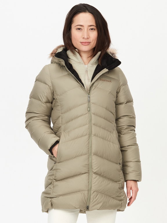 Marmot Wintermantel Montreal Coat (Daunenfüllung, Fleece-Fütter, robust, wasserabweisend) vetivergrau Damen