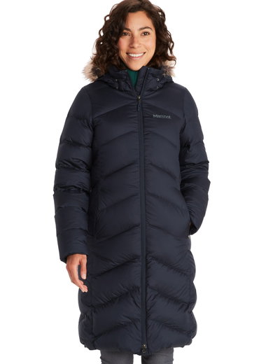 Marmot Wintermantel Montreaux Coat (Daunenfüllung, abnehmbare Kapuze, wasserabweisend) navyblau Damen