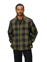 Marmot Ridgefield Sherpa Flannel Shirt Jacket (Cotton, warm) dark green/black men's