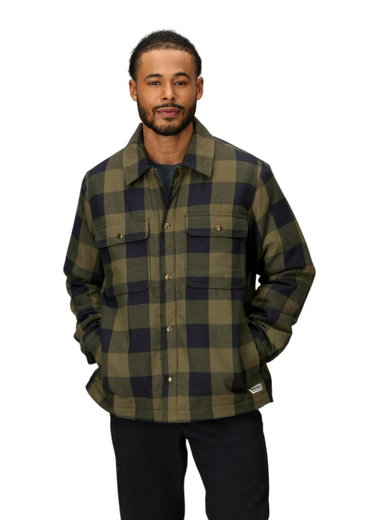 Marmot kurtka flanelowa Ridgefield Sherpa (bawełna, ciepła) ciemnozielona/czarna męska