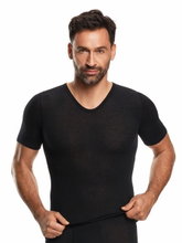 Medima Unterwäsche Tshirt V-Ausschnitt (Kaschmir/Seide) Kurzarm schwarz Herren (Gr. M-L)