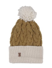 Medima Winter hat with pom pom - Merino wool, ribbed structure, cuff - mustard yellow - 1 piece