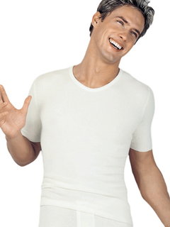 Medima Unterwäsche Tshirt (40% Angora und Wolle) kurzarm weiss Herren (Gr. M-L)