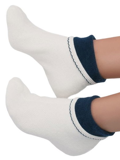 Medima Wärmesocke Bettdinger (Angora/Wolle) weiss/marineblau Damem - 1 Paar