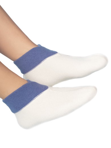 Medima Wärmesocke (Fußwärmer mit extraweitem Bund) weiss/aqua Damem - 1 Paar