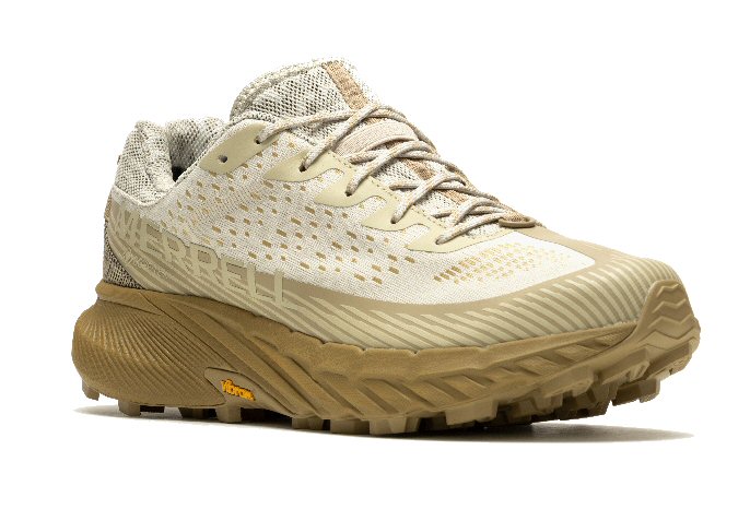 Merrell Trail-Laufschuhe Agility Peak 5 GTX (wasserdicht, Rock Plate) oysterweiss/braun Herren