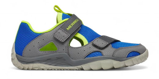 Merrell Barfussschuhe Hydro Quest (Klettverschluss, wasserdicht) grau/lime/blau Jungen