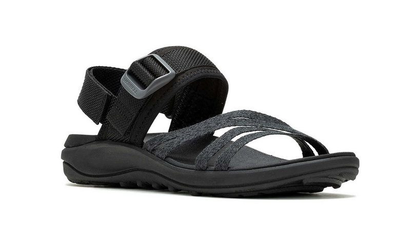 Merrell Sandale District 4 Backstrap (aus Vollnarbenleder) schwarz Damen