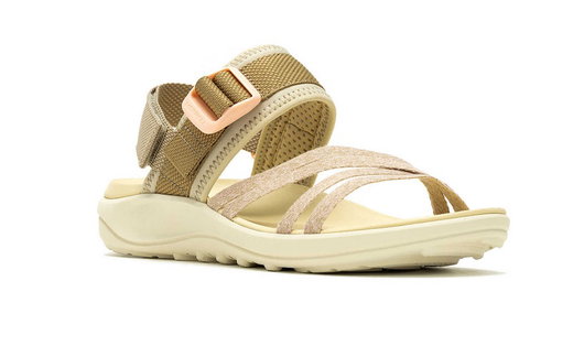 Merrell Sandale District 4 Backstrap (aus Vollnarbenleder) khaki/beige Damen