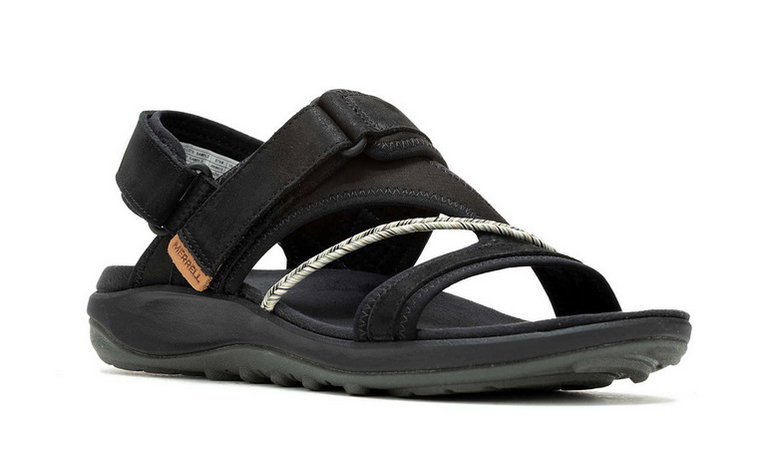 Merrell Sandale Terran 4 Backstrap (Vollnarbenleder, Klettverschluss) schwarz Damen