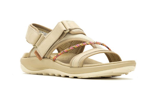 Merrell Sandale Terran 4 Backstrap (Vollnarbenleder, Klettverschluss) beige/braun Damen