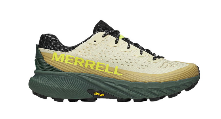 Merrell Trail-Laufschuhe Agility Peak 5 (angenehmer Tragekomfort, Rock Plate) grün/beige Herren