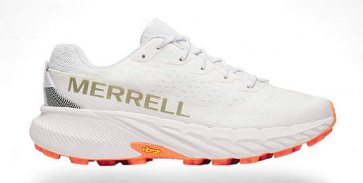 Merrell Trail Running Shoes Agility Peak 5 (comfortable fit, Rock Plate) white/flame men's