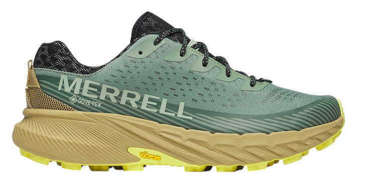 Merrell Trail-Laufschuhe Agility Peak 5 GTX (wasserdicht, Rock Plate) tealgrün/beige Herren