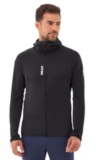 Millet Fleece Jacket Fusion Grid Hoodie (Polartec, breathable) black men's