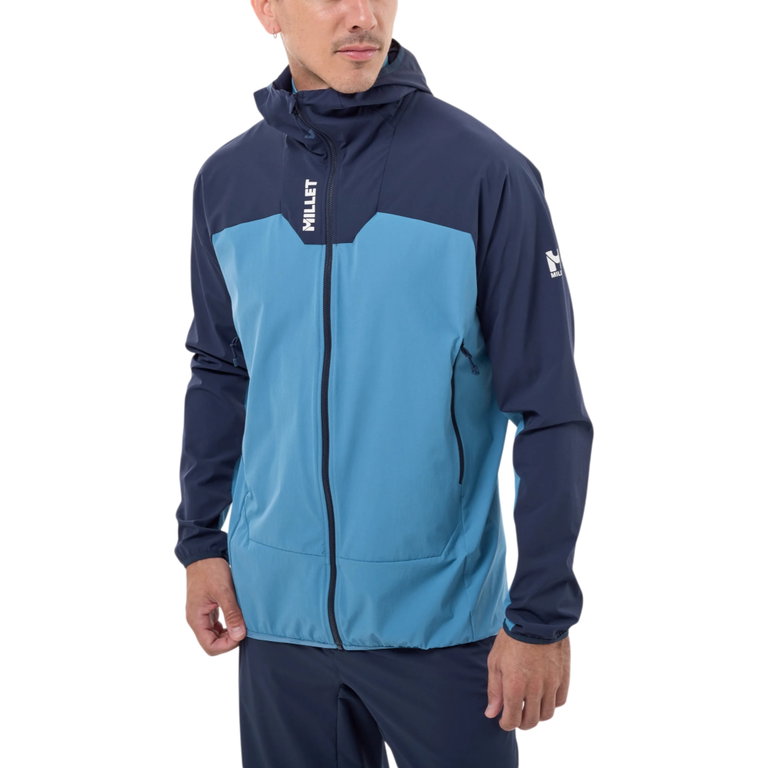 Millet Softshell Jacket Kamet XCS Light Hoodie (breathable, optimal freedom of movement) dark blue/sapphire men's
