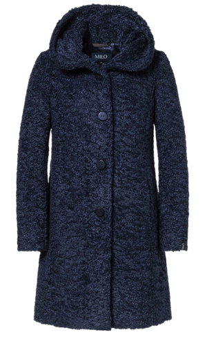 Milo Wintermantel Stella mit Kapuze (Teddyfell) navyblau Damen