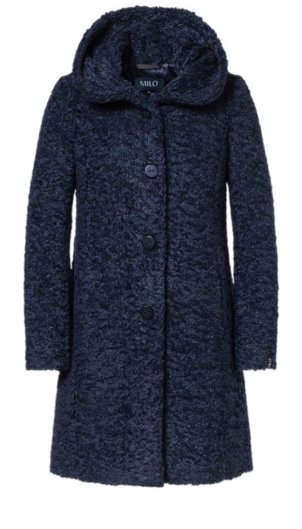 Milo Wintermantel Stella mit Kapuze (Teddyfell) navyblau Damen