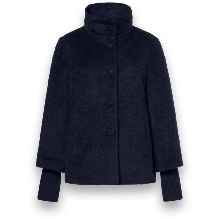 Milo Winter Jacket Amber with Stand-Up Collar Navy Blue Ladies