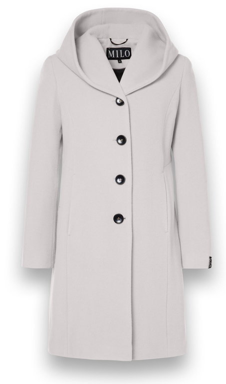 Milo Bella Winter Coat (Wool Blend, with Hood) Stone Grey Ladies