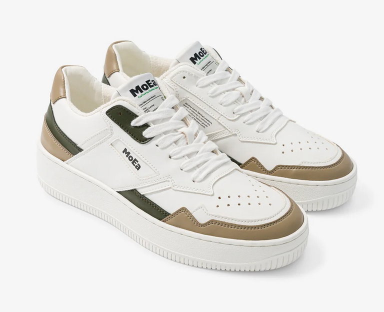 MoEa Sneaker Gen1 Kaktus Tricolor - weiss/braun/schwarz