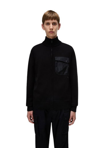 Napapijri Pullover Berti Full-Zip (Baumwolle, Brusttasche) schwarz Herren