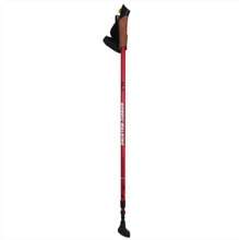 Nils Camp Wanderstöcke NW607 Nordic Walking (ergonomischer Griff aus Kork, Gummispitzen, höhenverstellbar) rot - 2 Stück
