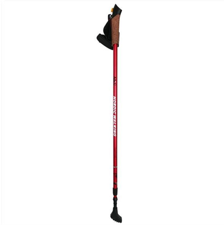Nils Camp Wanderstöcke NW607 Nordic Walking (ergonomischer Griff aus Kork, Gummispitzen, höhenverstellbar) rot - 2 Stück