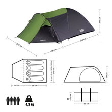 Nils Camp Campingzelt Trekker NC6012 - wasserabweisend, UV-Strahlung, für 4 Personen - schwarz/grün
