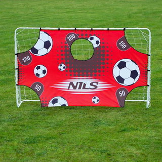 Nils Camp Bramki piłkarskie BR240P z panelem treningowym - 240x150cm - biały/czerwony