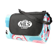 Nils Camp Picknickdecke NC8015 (Motiv Hund) hellblau 200x200cm