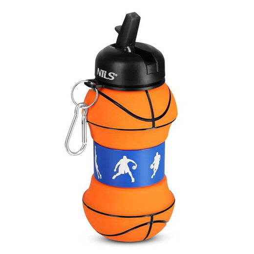 Nils Camp Trinkflasche NC4104 Basketball Motiv (Silikon-Faltbecher) 550ml orange