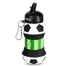 Nils Camp Trinkflasche NC4104 Fussball Motiv (Silikon-Faltbecher) 550ml weiss/schwarz
