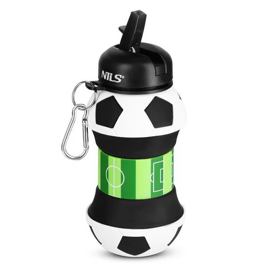 Nils Camp Trinkflasche NC4104 Fussball Motiv (Silikon-Faltbecher) 550ml weiss/schwarz