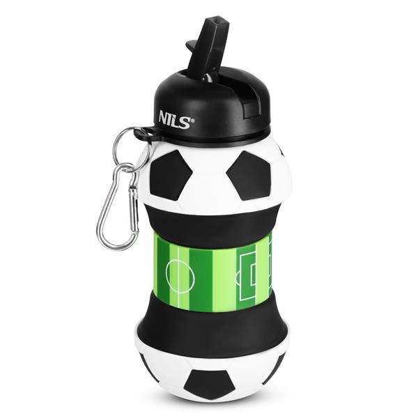 Nils Camp Trinkflasche NC4104 Fussball Motiv (Silikon-Faltbecher) 550ml weiss/schwarz