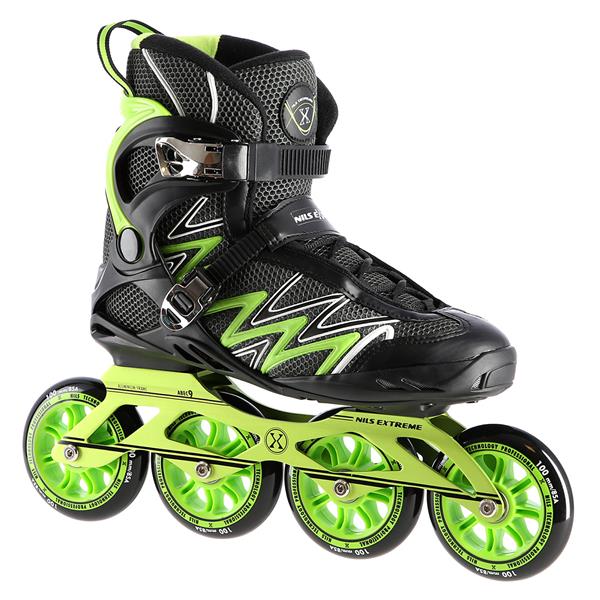 Nils Extreme Rolki NA8660 (Kółka: 100mm/85A, Łożyska: ABEC 9) czarne/zielone damskie