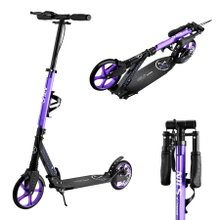 Nils Extreme Scooter HM124T mit Scheibenbremse (aufklappbarer Roller, Kugellager: ABEC 7) schwarz/violett
