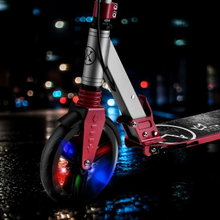 Nils Extreme Scooter Led HM122T mit Scheibenbremse (aufklappbarer Roller, Kugellager: ABEC 7) schwarz/silber
