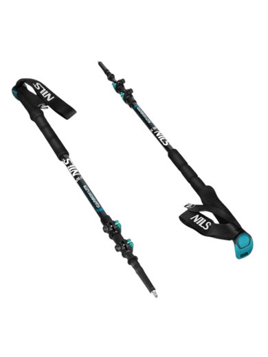 Nils Camp Wanderstöcke TK8607 aus Carbon (Trekkingstöcke, höhenverstellbar) schwarz/grau - 2 Stück