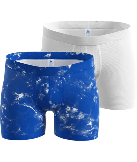 Odlo Unterwäsche Boxershort Active Light Graphic (leicht, atmungsaktiv) blau/weiss Herren - 2er Pack