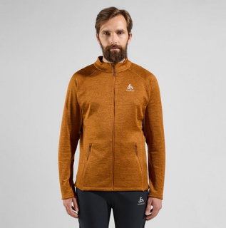 Odlo Fleece Jacket Tenica Mid Layer Full Zip (softly padded inside) brown/orange Men