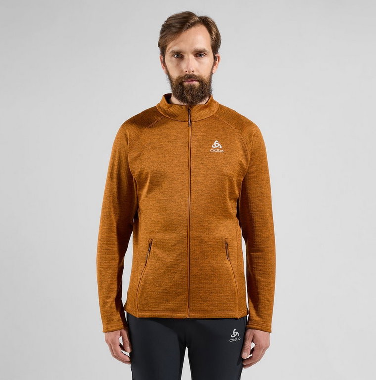 Odlo Fleecejacke Tenica Mid Layer Full Zip (weich aufgebürstete Innenseite) braun/orange Herren